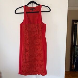 Cynthia Steffe Red Ruffle-Front Scoop Neck Mini Dress